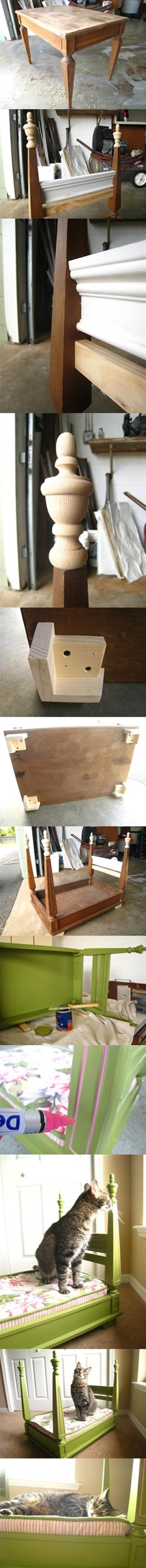 DIY Cat Bed from Old Table 2
