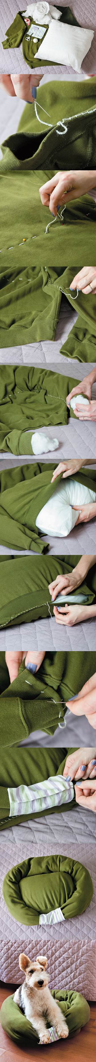 DIY Sweatshirt Pet Bed 2